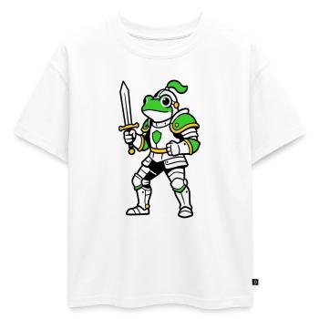 Chevalier Grenouille - T-shirt enfant oversize en coton biologique Premium - blanc - Devant - AI Model Kid Male (0cm)