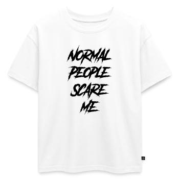 Les gens normaux me font peur - T-shirt enfant oversize en coton biologique Premium - blanc - Devant - AI Model Kid Male (0cm)