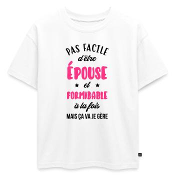 Mariage Amour Marié Mariée EJG EVJF Mari Femme - T-shirt enfant oversize en coton biologique Premium - blanc - Devant - AI Model Kid Male (0cm)