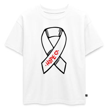 Espoir du cancer en boucle - T-shirt enfant oversize en coton biologique Premium - blanc - Devant - AI Model Kid Male (0cm)