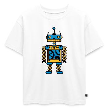 Un robot avec des engrenages - T-shirt enfant oversize en coton biologique Premium - blanc - Devant - AI Model Kid Male (0cm)