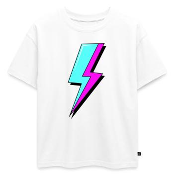 Éclair au néon psychédélique - T-shirt enfant oversize en coton biologique Premium - blanc - Devant - AI Model Kid Male (0cm)