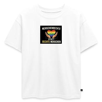 Les droits de l’homme plutôt que les gens de droite - T-shirt enfant oversize en coton biologique Premium - blanc - Devant - AI Model Kid Male (0cm)