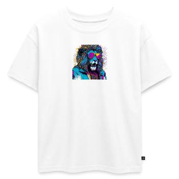 Lunettes Leone Neon - T-shirt enfant oversize en coton biologique Premium - blanc - Devant - AI Model Kid Male (0cm)