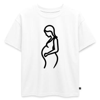 femme enceinte - T-shirt enfant oversize en coton biologique Premium - blanc - Devant - AI Model Kid Male (0cm)