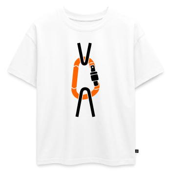 Mouston d’escalade Arboriste à corde Alpiniste - T-shirt enfant oversize en coton biologique Premium - blanc - Devant - AI Model Kid Male (0cm)