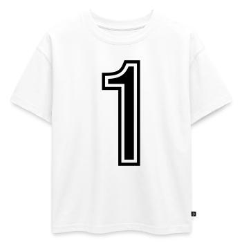1 Symbole numérique - T-shirt enfant oversize en coton biologique Premium - blanc - Devant - AI Model Kid Male (0cm)