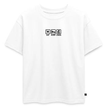 Mangez - sommeil - Jouez aux échecs / Mangez, - T-shirt enfant oversize en coton biologique Premium - blanc - Devant - AI Model Kid Male (0cm)