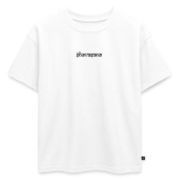 OM SHAVASANA - T-shirt enfant oversize en coton biologique Premium - blanc - Devant - AI Model Kid Male (0cm)