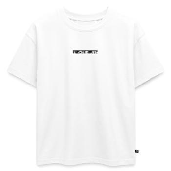 Maison française - T-shirt enfant oversize en coton biologique Premium - blanc - Devant - AI Model Kid Male (0cm)
