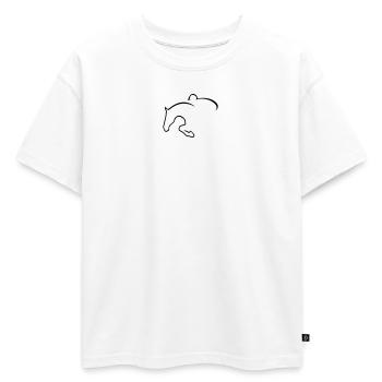 6061912 121501268 cavalier de saut - T-shirt enfant oversize en coton biologique Premium - blanc - Devant - AI Model Kid Male (0cm)