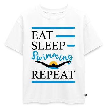natation - T-shirt enfant oversize en coton biologique Premium - blanc - Devant - AI Model Kid Male (0cm)