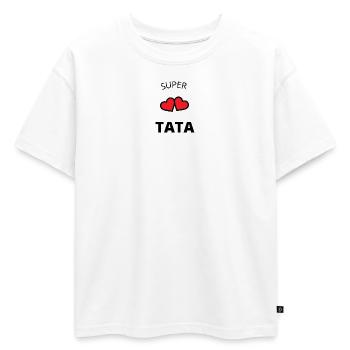 Super tata - T-shirt enfant oversize en coton biologique Premium - blanc - Devant - AI Model Kid Male (0cm)