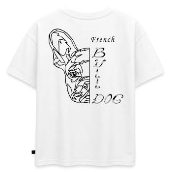 Bouledogue français - T-shirt enfant oversize en coton biologique Premium - blanc - Dos - AI Model Kid Male (0cm)