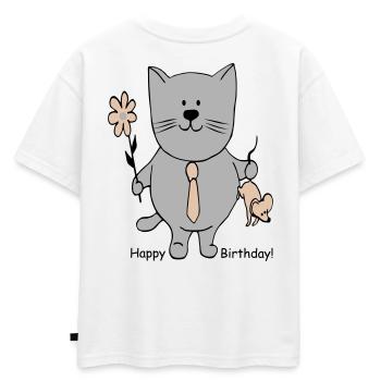 Bon anniversaire - T-shirt enfant oversize en coton biologique Premium - blanc - Dos - AI Model Kid Male (0cm)