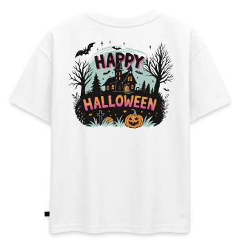 Manoir Hanté et Citrouilles Halloween - T-shirt enfant oversize en coton biologique Premium - blanc - Dos - AI Model Kid Male (0cm)
