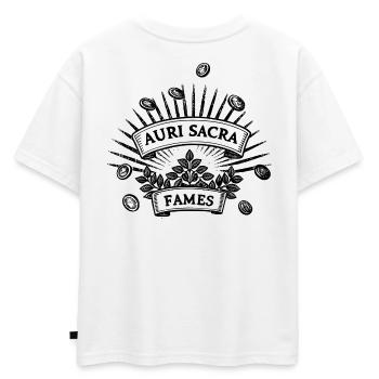 Auri sacra fames  Faim maudite d’or - T-shirt enfant oversize en coton biologique Premium - blanc - Dos - AI Model Kid Male (0cm)