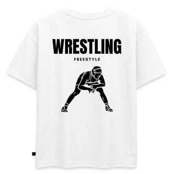 LUTTE LIBRE - T-shirt enfant oversize en coton biologique Premium - blanc - Dos - AI Model Kid Male (0cm)