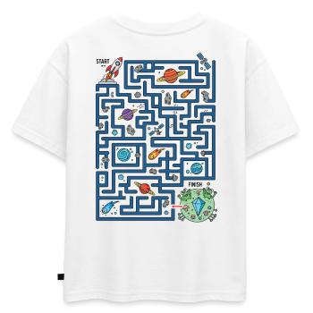 Chemin de la fusée du Labyrinthe Spatial - T-shirt enfant oversize en coton biologique Premium - blanc - Dos - AI Model Kid Male (0cm)
