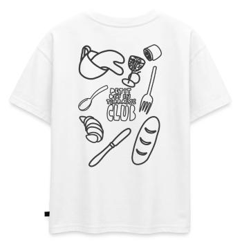 Gourmet Petit Dejeuner Terasse Club  - T-shirt enfant oversize en coton biologique Premium - blanc - Dos - AI Model Kid Male (0cm)
