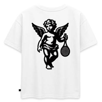 Tennis Shirt Angel Cherub Retro Renaissance black - Oversized Kids' Premium Organic T-Shirt - white - Back - AI Model Kid Male (0cm)