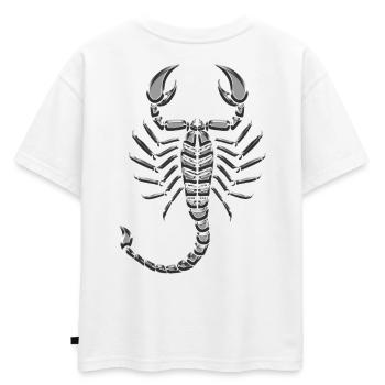 Chrome métallique Scorpion - T-shirt enfant oversize en coton biologique Premium - blanc - Dos - AI Model Kid Male (0cm)