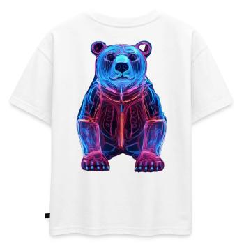 Ours néon dans le cyber design - T-shirt enfant oversize en coton biologique Premium - blanc - Dos - AI Model Kid Male (0cm)