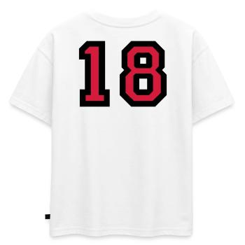 Le numéro 18 - numéro dix-huit - T-shirt enfant oversize en coton biologique Premium - blanc - Dos - AI Model Kid Male (0cm)