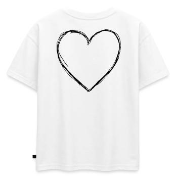 Coeur amour symbole cadeau anniversaire amitie - T-shirt enfant oversize en coton biologique Premium - blanc - Dos - AI Model Kid Male (0cm)