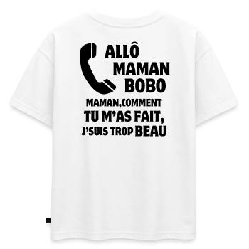 maman, super maman, mère et fils - T-shirt enfant oversize en coton biologique Premium - blanc - Dos - AI Model Kid Male (0cm)