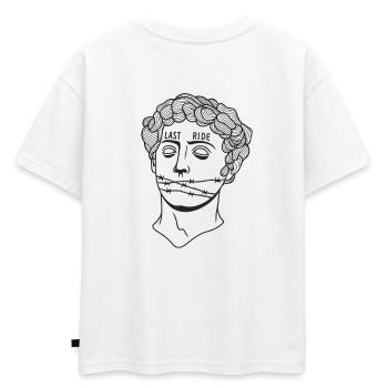 Masque de dernière conduite avec fil de fer barbelé - T-shirt enfant oversize en coton biologique Premium - blanc - Dos - AI Model Kid Male (0cm)