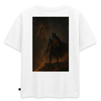 Chevalier de lave en enfer - T-shirt enfant oversize en coton biologique Premium - blanc - Dos - AI Model Kid Male (0cm)