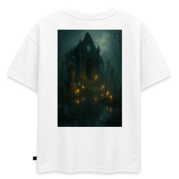 Ruine gothique au clair de lune - T-shirt enfant oversize en coton biologique Premium - blanc - Dos - AI Model Kid Male (0cm)