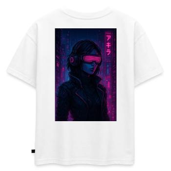 Pilote de néon cyberpunk - T-shirt enfant oversize en coton biologique Premium - blanc - Dos - AI Model Kid Male (0cm)