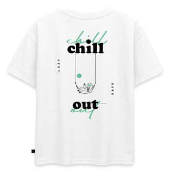 Détends-toi - T-shirt enfant oversize en coton biologique Premium - blanc - Dos - AI Model Kid Male (0cm)