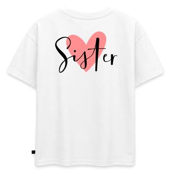 Soeur Coeur Soeur Coeur Chers frères et soeurs - T-shirt enfant oversize en coton biologique Premium - blanc - Dos - AI Model Kid Male (0cm)