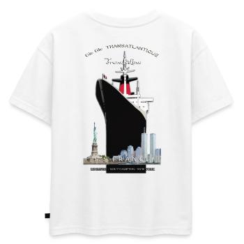 PAQUEBOT FRANCE NEW YORK Louis RUNEMBERG © Adagp - T-shirt enfant oversize en coton biologique Premium - blanc - Dos - AI Model Kid Male (0cm)