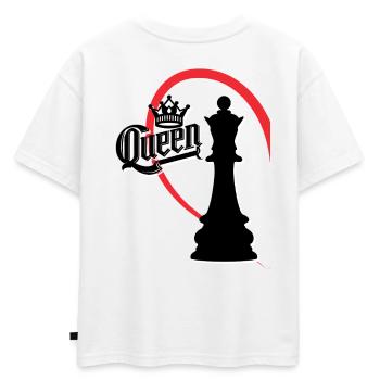 Reine des échecs demi-cœur gauche - T-shirt enfant oversize en coton biologique Premium - blanc - Dos - AI Model Kid Male (0cm)