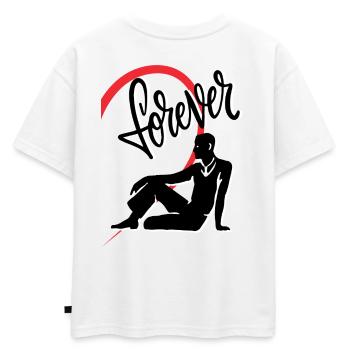 Figure d’un homme avec un cœur moitié droite - T-shirt enfant oversize en coton biologique Premium - blanc - Dos - AI Model Kid Male (0cm)
