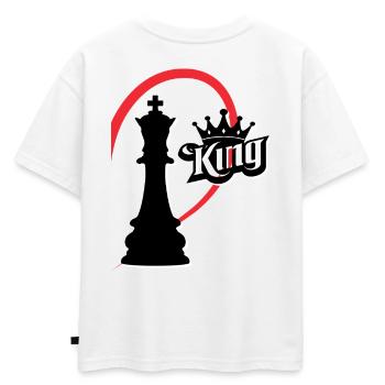 Roi des échecs moitié droite - T-shirt enfant oversize en coton biologique Premium - blanc - Dos - AI Model Kid Male (0cm)