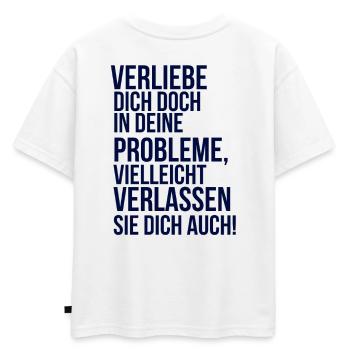 À propos de devenir fou - tombe amoureux de ton problème - T-shirt enfant oversize en coton biologique Premium - blanc - Dos - AI Model Kid Male (0cm)