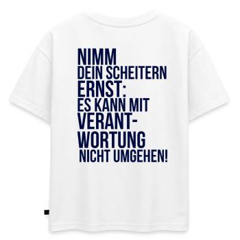À propos de la folie : Prenez votre échec au sérieux - T-shirt enfant oversize en coton biologique Premium - blanc - Dos - AI Model Kid Male (0cm)