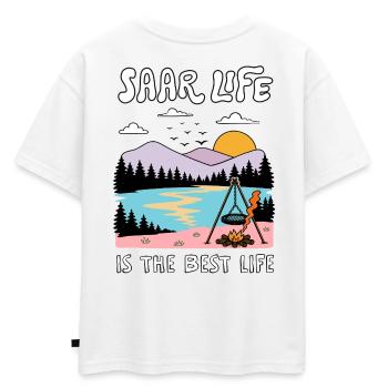 Sarre - La vie en Sarre est la meilleure vie - T-shirt enfant oversize en coton biologique Premium - blanc - Dos - AI Model Kid Male (0cm)