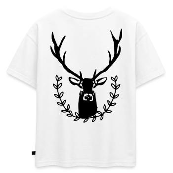 Cerf avec couronne de laurier - T-shirt enfant oversize en coton biologique Premium - blanc - Dos - AI Model Kid Male (0cm)