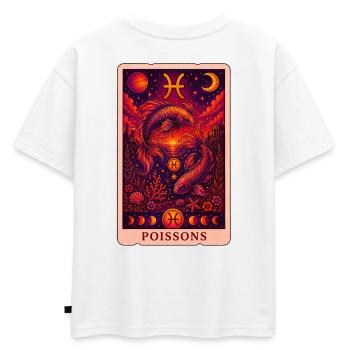 Tarot Poissons - T-shirt enfant oversize en coton biologique Premium - blanc - Dos - AI Model Kid Male (0cm)