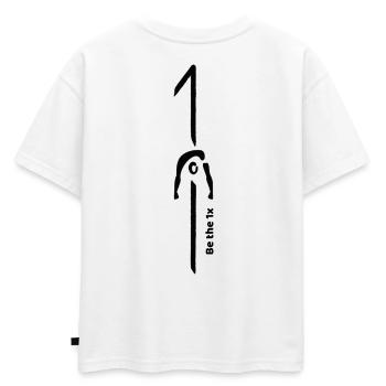 Soyez The 1x - T-shirt enfant oversize en coton biologique Premium - blanc - Dos - AI Model Kid Male (0cm)
