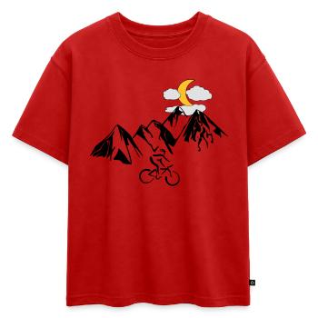 Mountain bikers with mountains - Oversized Kids' Premium Organic T-Shirt - red - Front - AI Model Kid Male (0cm)