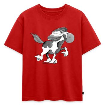 Cheval Islandais – Chevaux Islandais - T-shirt enfant oversize en coton biologique Premium - rouge - Devant - AI Model Kid Male (0cm)