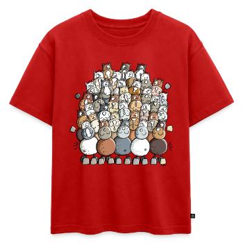 Coloré Tas De Chevaux - Cheval - T-shirt enfant oversize en coton biologique Premium - rouge - Devant - AI Model Kid Male (0cm)