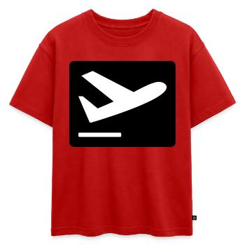 Airplane taking off - Oversized Kids' Premium Organic T-Shirt - red - Front - AI Model Kid Male (0cm)